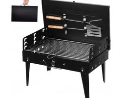 Opvouwbare Barbecue - Houtskool BBQ - Draagbare Mini-Grill - Camping BBQ - incl. Accessoires - Zwart