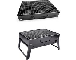 Oustuff Opvouwbare BBQ - Picknick Barbecue - Houtskool Grill - Outdoor Kamperen - Opvouwbaar - 35 x 27 x 20cm - Draagbaar - Zwart