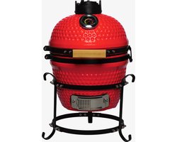 Patton Kamado Keramische Houtskoolbarbecue - 13" - Inclusief Heatdeflector - Rood