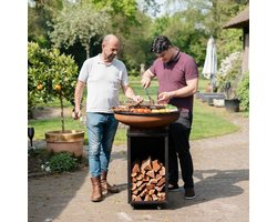 RJRoyal Living Plancha grill BBQ Camarada corten grillring met hoes en houtopslag vuurschaal buitenkeuken grillring cortenstaal Barbecue