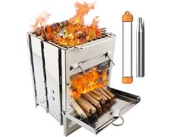 roestvrijstalen grill Gill gasbrander voor outdoor koken picknick camping camping campingkoker draagbare opvouwbare lichte roestvrijstalen fornuis houtkachel backpacking fornuis picknick BBQ Cooker