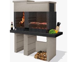 Sarom Fuoco - Betonnen barbecue - San Pedro - Houtskool en hout - 160 x 51.5 x 172,2 cm