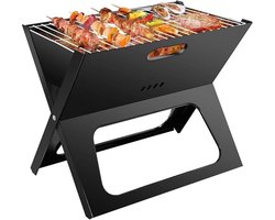 SMH LINE® BBQ Collection - Houtskool BBQ - Draagbaar BBQ - Draagbare Camping Grill - 49,5 x30x40cm - RVS - Incl. Roosters