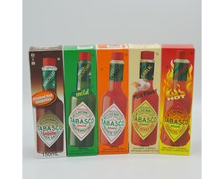 Tabasco - Set met 5 verschillende - 150ml per fles - Habanero - Chipotle - Green Pepper - Garlic Pepper