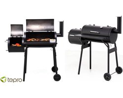 Tepro Smoker Houtskoolbarbecue - Grilloppervlak (LxB) 54 x 30 cm - Met onderstel en wielen - Zwart