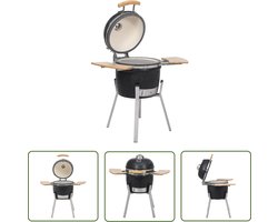 The Living Store Kamado Barbecue - Keramisch - 27 cm - Inclusief thermometer | Kolen - hout - Grillen - bakken - roken - koken