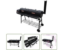 The Living Store Rookoven Nevada - BBQ en rookoven voor grillen - roken en roosteren - Met vuurbox en 2 rookkamers - 173x51x132 cm