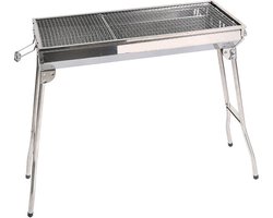 Uten Opvouwbare Smoker Barbecue - Houtskoolbarbecues - XL - Camping barbecues- Barbeque - BBQ Grill - Grilloppervlak (L x B) 73 x 33 cm - RVS