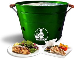 Vikkieerin.nl - Draagbare Emmer Houtskool BBQ - Ø38 cm - groen - Compacte Barbecue om mee te nemen