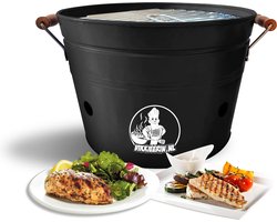 Vikkieerin.nl - Draagbare Emmer Houtskool BBQ - Ø38 cm - zwart - Compacte Barbecue om mee te nemen