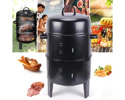 Multifunctionele Oven 3 in 1 Stoven, Roosteren & Grillen Dubbele Laag Controle Temperatuur 84cm Hoog & HOES - BBQ- Houtskoolgrill- Barbecue Roker - Vat Roker Grill - Verstelbare luchtuitlaat - Vlees roken - Vis roken - Braden, Grillen, Stoom koken