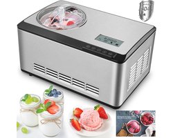 2-in-1 IJs- en Yoghurtmachine met LCD-display - 2 Liter, Zelfkoelende Compressor, 180 W