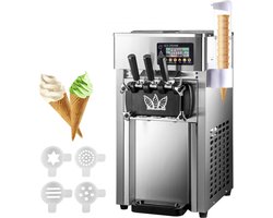 Commerciële Softijsmachine Ice Cream Machine 1200W Softijsmachine met 3 Smaken 18L per Uur Commerciële 3 Smaken Softijsmachine met Functierijk