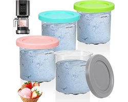 Creami bakjes voor Ninja CREAMi ijsmachine - ijscontainers met deksels - dessertbakjes - 4 stuks - compatibel met Ninja Ice Cream Maker - NC300UK