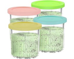 Creami Deluxe Tubs 4 Pack - gekleurde deksels - vervangende pintcontainers - BPA-vrij - vaatwasmachinebestendig - ijsmachine - voor NC501UK NC501 NC500-serie