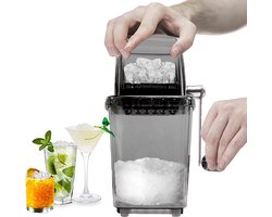 Crushed Ice Maker Handmatige ijsmachine roestvrij staal crushed ijsmachine met handslinger ijscrusher zomer stroomloos transparant ijsversnipperaar bar keuken ijs drinkaccessoires (grijs)