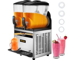 Frozen Drink Machine 2X15 L Commerciële Slush Machine 1000W Margarita Machine van Roestvrij Staal, PC en ABS met Efficiënt Koelen, 3 Zijden Effectief Warmteafvoer Perfect voor Ijskoude Drankjes