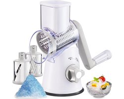 Handmatige ijsrasp met 3 trommelmessen - Vaatwasmachinebestendige ijs crusher voor slushy - Snel crushed ice maker met zwengel - Wit Slush puppy machine