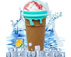 Herbruikbare Slush Squeeze voor Familie DIY Zelfgemaakte Machine Kinderen Kinderen - Quick Frozen Slushie Cup Magic Plus Maker Freeze Milkshake/Juic (Bruin) Slush puppy machine