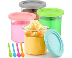 IJsbakjes 4 stuks - Containers met deksel en lepels - Vaatwasmachinebestendig - Gelato, sorbets, milkshakes - Geniet van Ninja Creami