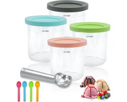 IJsbakjes met deksels en lepel voor Ninja Creami-ijsmachine - Set van 4 | Kuipaccessoires voor NC301 NC300 NC299UK-serie - BPA-vrij