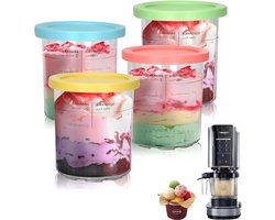 IJshouder voor Ninja Creami Deluxe Pints - 4 stuks - 680 ml - met deksel - voor NC500 NC501 NC501EU-serie - Accessoires - BPA-vrij - Roze Groen Grijs