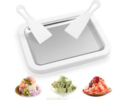 IJsplaat ijsroller maker - pan met 2 spatels - kleine instant ijsmaker voor gerolde ijs - bevroren yoghurt gelato