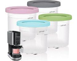 Jainwill IJsbeker 4 stuks met deksel voor Ninja Creami - BPA-vrij - Ice Cream Maker NC301 NC300_NC299AMZ_CN305A_CN301CO serie