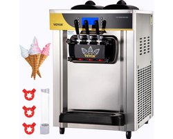 PS - Softijs Machine - Ijs Machine - Softijs Maker - Professionele Softijsmachine -Roestvrijstaal - Ingebouwde Puffing Tubes - 22L/H - 3500W