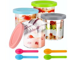 Set van 4 Creami containers voor de Ninja Creami ijsmachine - 600 ml - BPA-vrij - vaatwasmachinebestendig - accessoires voor NC301 NC300 NC299AMZ CN305A en CN301CO