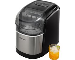 Sommertal Ice Cube Maker EM12C - Ijsmaker met Snelle Ijsproductie vanaf 6 Minuten, 12kg per Dag, 2 Blokjesformaten, met Schep & Uitneemmandje - Ijsblokjesmaker klein