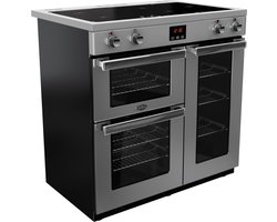 Belling Cookcentre 90 cm Induktion Range-fornuis Zone van inductiekookplaat Roestvrijstaal A