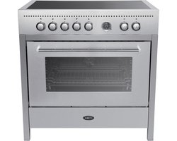 BORETTI CRI915IX Inductiefornuis 90cm, 5 zones + Flex, Enkele oven 89L, IX