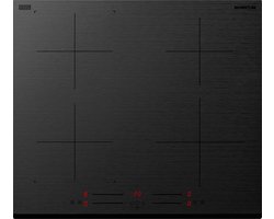 Inventum IKI6035MAT - Inbouw inductie kookplaat - 60 cm - 4 kookzones - Bridgefunctie - 1- of 2-fase - Facetrand voorzijde - Matzwart