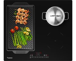 KitchenBrothers Inductie Kookplaat - Inbouw Inductieplaat - 60 cm - 4 Zones - 1x Flexzone - 1 en 2 Fase - Tot 2400W - Zwart