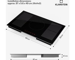 Klarstein Inductiekookplaat - Keramische Kookplaat Van Glas - 7000W Inductiekookplaat Met 4 Platen - Inbouw Inductiekookplaat Met Aanraakscherm En Timer - Moderne Kookplaten Met Oververhittingsbeveiliging - Zwart