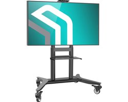 Mobiele TV-standaard op wielen voor 55-90 inch TV - Verstelbare hoogte, tot 89,8 kg - Draagbare TV-karren met VESA 800x600