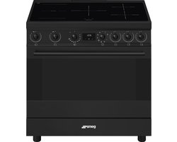 Smeg Concert C9IMN2, Vrijstaand fornuis, Zwart, Draaiknop, Touch, Matte Black, Zwart, Roestvrijstaal