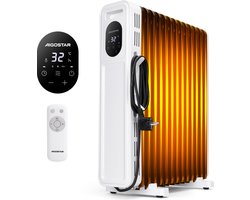 Aigostar Cozy - Olieradiator - 2300W - Oliegevulde radiator - Elektrische Kachel - 11 Ribben - Verwarming met Afstandsbediening - Wit/Zwart