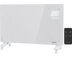 Auronic Elektrische Kachel – Convectorkachel met Thermostaat en Afstandsbediening - Glazen Paneelverwarming - 2000W Heater - Wit