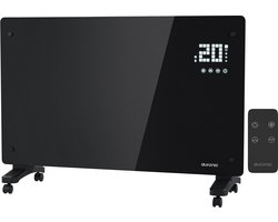 Auronic Elektrische Kachel – Convectorkachel met Thermostaat en Afstandsbediening - Glazen Paneelverwarming - 2000W Heater - Zwart