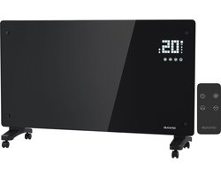 Auronic Elektrische Kachel – Convectorkachel met Thermostaat en Afstandsbediening - Glazen Paneelverwarming - 2500W Heater - Zwart