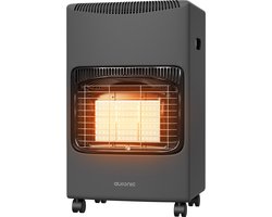 Auronic Mobiele Gaskachel - met Wieltjes - tot 60 m² - 4100W Gas Heater - Inclusief Gasdrukregelaar en Gasslang - Antraciet