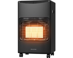 Auronic Mobiele Gaskachel - met Wieltjes - tot 60 m² - 4100W Gas Heater - Inclusief Gasdrukregelaar en Gasslang - Zwart