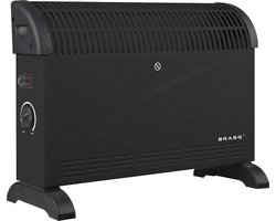 BRASQ Convector Kachel Zwart - Elektrische kachel tot 2000 Watt - Heater met 3 standen - tot 25M2