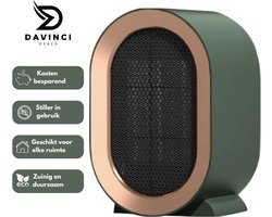 Davinci Elektrische Kachel Groen - 800W/1200W - Draagbare, Energiezuinige Verwarming voor Binnen – Snel Opwarmende Ventilatorkachel met Stopcontact