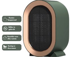 Elektrische Kachel Groen - 800W/1200W - Draagbare, Energiezuinige Verwarming voor Binnen – Keramische Technologie –Snel Opwarmende Ventilatorkachel- Direct in Stopcontact – Groen