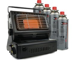 Eurocatch Gaskachel - Incl. 4 Butaan Gasbussen - Heater - Kachel - Terrasverwarmer - Camping gaskachel - Gas Heater - Verstelbaar - Draagbaar