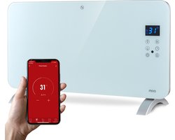 MOA Smart Glazen Paneelverwarmer met WiFi - Elektrische kachel - Convectorkachel - Paneelverwarming - Portable Heater - Wit - PH15W