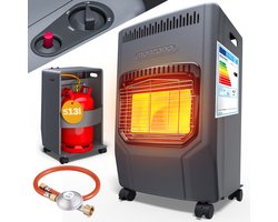 MONZANA Mobiele Gaskachel – 3 Warmteniveaus 4500W – Keramisch Zwart